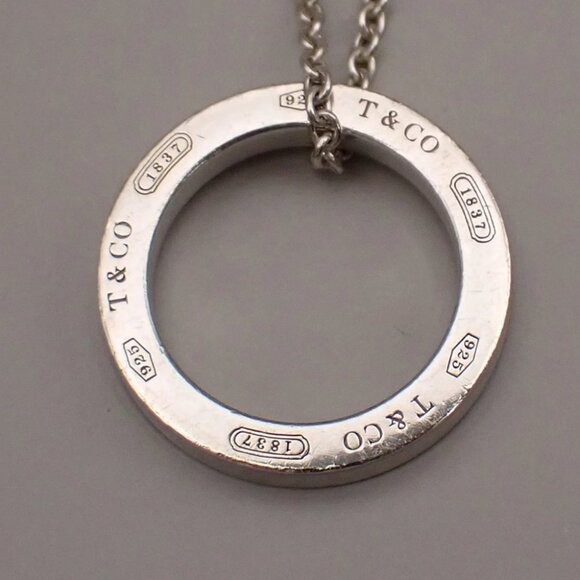 Tiffany & Co. Logo 1837 Circle Chain Necklace Pendant Ag 925 Silver 02YH711 - Picture 4 of 10